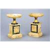 Image 1 : A pair of Continental yellow and green marble tazzae, each with a shallow dish and a round foot,...