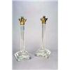 Image 1 : A pair of Continental glass and gilt metal mounted table lamps, each with a Corinthian capital an...