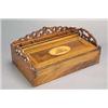 Image 1 : A 19th century walnut Sorrento ware writing slope with a pierced three-quarter gallery above vari...