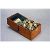 Image 1 : An early 19th century oak box, the hinged lid enclosing a mirrored section of four continental sq...