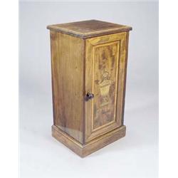 A late 19th century mahogany bedside cabinet stamped Edwards and Roberts, with satinwood banding,...