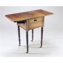 A George IV mahogany bedside cupboard/table, the rectangular top with rounded corners and two dro...