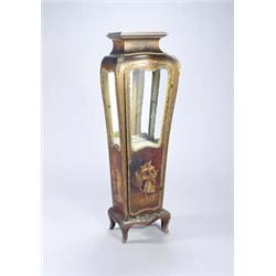 A 19th century French vernis Martin type vitrine in rococo style, with gilt metal mounts, painted...