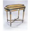 Image 1 : A Victorian amboyna, ebony and ebonised jardiniere of rectangular form with rounded ends, with gi...