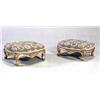 Image 1 : A pair of 19th century giltwood footstools, each of serpentine rectangular form, with a woolwork...