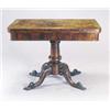 Image 1 : A Victorian mahogany card table, the rectangular top with rounded corners and a swivel baize line...