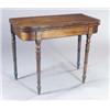 Image 1 : A George IV mahogany and ebony strung card table, the rectangular top with rounded corners foldin...