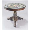 Image 1 : A centre table in early 19th century style, the round top inlaid with semi-precious stones and sp...