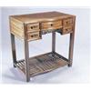 Image 1 : A Chinese hardwood serpentine side table, the cleated top inset with a panel of burr elm, the fiv...