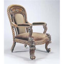 A Victorian oak armchair constructed in 1847 from original timber of the Maxwell Seaton Sluice of...