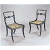 Image 1 : A set of six Regency ebonised side chairs, each with a reeded crest and 'X' back rail with brass...