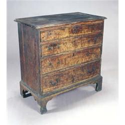 A George III mahogany chest, the moulded top above four long graduated drawers on bracket feet, 8...