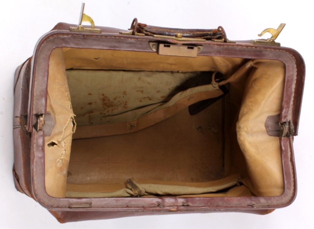 antique leather doctors bag