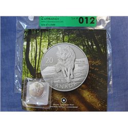 Solid silver Canadian Wolf coin with certificate