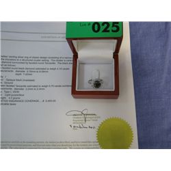 Genuine 4.19 carat black diamond & tanzanite ring