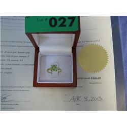 14kt yellow gold clad & sterling silver Tsavorite & diamond ring
