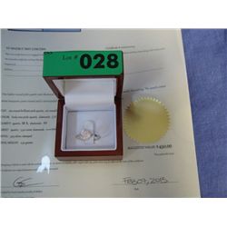 Pink quartz ring set with 6 diamonds