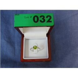 Peridot & diamond gemstone ring in .925 silver