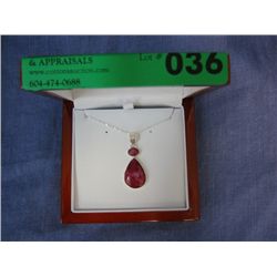 Huge 2 stone red ruby necklace in sterling