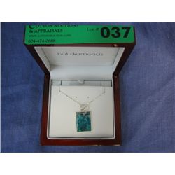 Sterling silver 20.15 carat green dendrite opal necklace