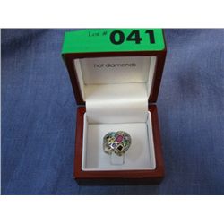 Sterling silver ring with genuine gemstone