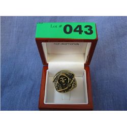 Solid bronze grim reaper ring with makers mark
