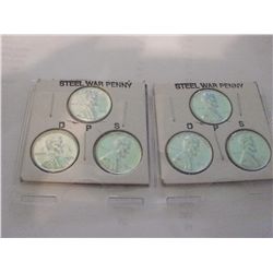 SIX 1943 P,D& S STEEL LINCOLN WAR PENNIES BU