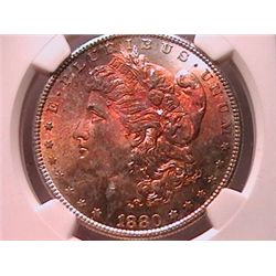 188O-S MORGAN SILVER DOLLAR NGC MS-64 COLOR COIN