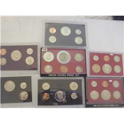 7 PROOF SETS 1972, 79, 81,82,83, 87 & 1991