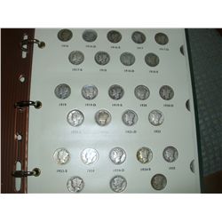 COMPLETE MERCURY DIME SET, 1916-1945 ALL MINT MARKS, 79 COINS