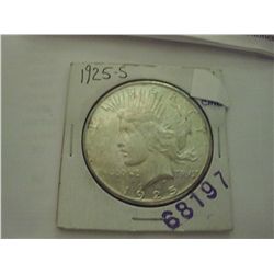1925-S SILVER PEACE DOLLAR AU