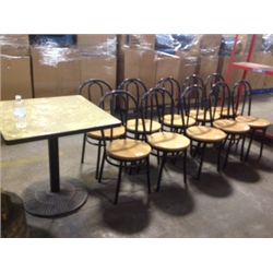 CAFE TABLE & 10 PARLOUR CHAIRS