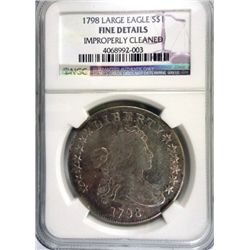 1798 large Eagle Bust $  NGC fine cleaned  est $1500-$1600