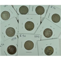 10-1895 V-NICKELS AVG CIRC