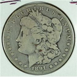 1891-CC MORGAN DOLLAR VG