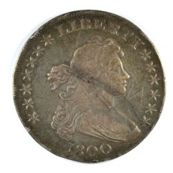 1800 BUST DOLLAR VF FEW RIM MARKS, MARK ON REVERSE BOTTOM AT RIM. SCRATCH OBV