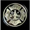 Image 1 : "SALUTE TO FIRE DEPTS" ON A ONE OUNCE .999 SILVER ART ROUND IN CAPSULE/ GIFT BOX