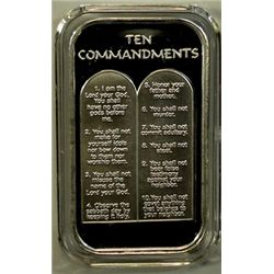 THE TEN COMMANDMENTS ONE OUNCE .999  SILVER ART BAR