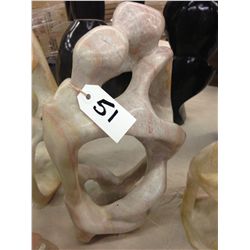 KENYA SOFT STONE, HAND CARVED ABSTRACT STATUE 18" TALL