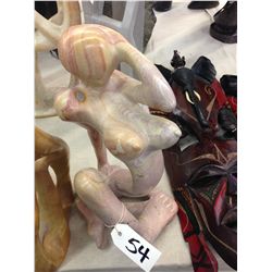 KENYA SOFT STONE, HAND CARVED WOMEN STATUE 16" TALL