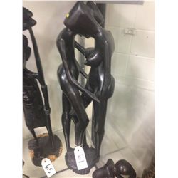 AFRICAN EBONY HAND CARVED FROM ONE PIECE, "COUPLE" 25" TALL