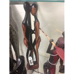 AFRICAN EBONY HAND CARVED FROM ONE PIECE, "COUPLE" 25" TALL