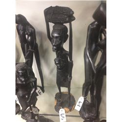 AFRICAN EBONY HAND CARVED FROM ONE PIECE, "PARENT AND CHILD"  24" TALL