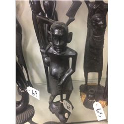 AFRICAN EBONY HAND CARVED FROM ONE PIECE, 17  TALL