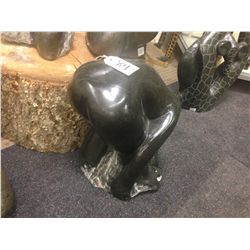 SPRING STONE, HAND CARVED FEMALE SCULPTURE FROM ZIMBABWE,  15" TALL