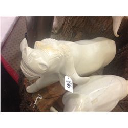 WATER BUFFALO, HAND CARVED FROM KENYAN SOFT STONE. 18" TALL 26" LONG