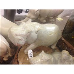 HIPPO, HAND CARVED FROM KENYAN SOFT STONE. 11" TALL 20" LONG