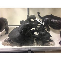 SPRING STONE, HAND CARVED PAIR OF ELEPHANTS 14" TALL 21" WIDE