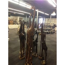 GIRAFFE, CARVED FROM A SINGLE PIECE OF AFRICAN MAHOGANY, 96" TALL