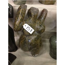 BROWN SERPENTINE, HAND CARVED FEMALE, 19" TALL